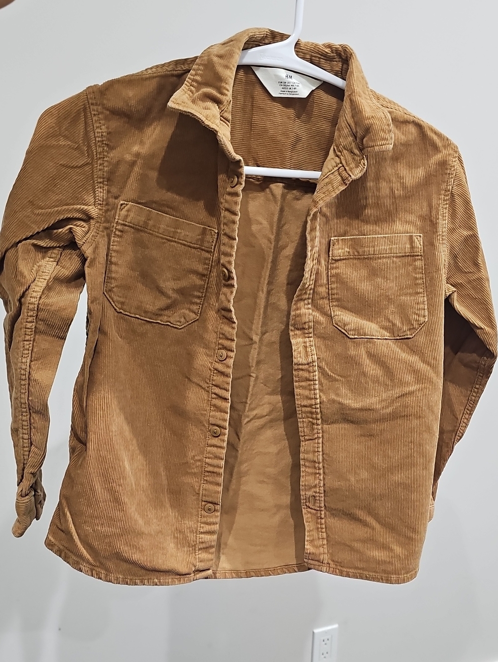 H&M Boys Corduroy Button-Down Shirt Jacket - Camel Brown